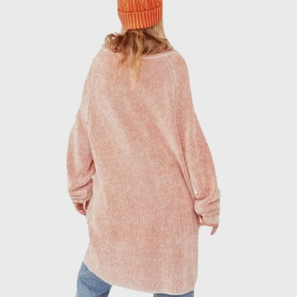 Free People Lenox Tunic Sweater Small Carrot Cake Oversized Ribbed Soft Knit - Picture 9 of 9